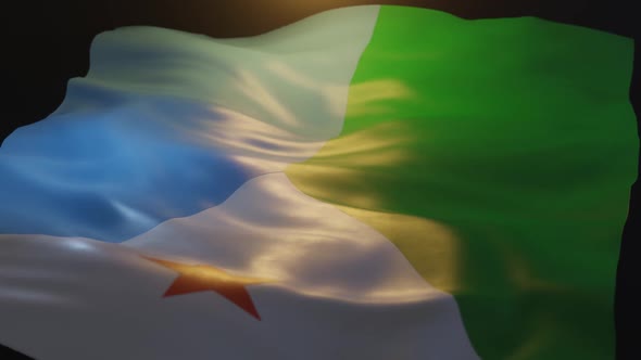 Djibouti Flag Low Angle View