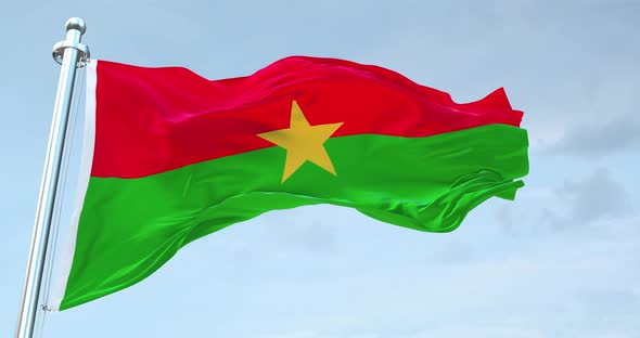 Burkina Faso Republic Flag Waving loop 4K