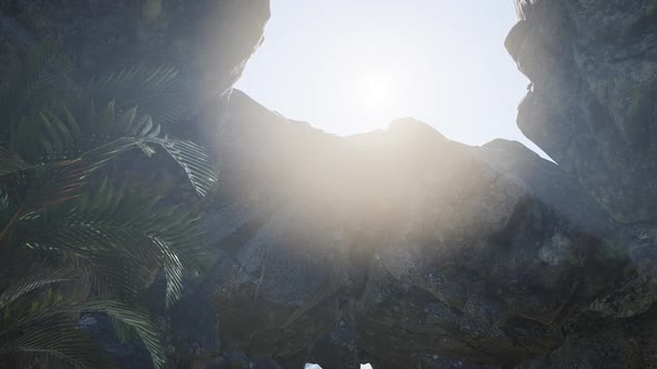 Sun Light Inside Mysterious Cave