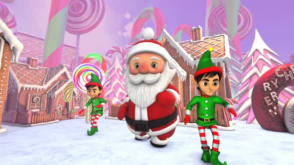 Santa and elves dancing salsa