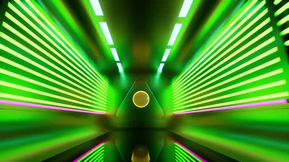 Neon Futuristic Corridor Digital Design Concept Technology Light Tunnel