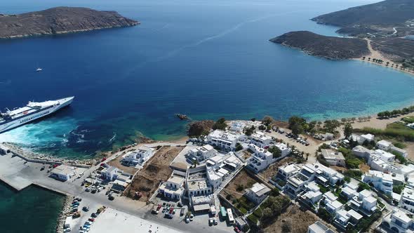 Livadi pier on the island of Serifos in the Cyclades in Greece seen from the