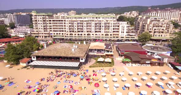 Drone Above A Seaside Resort Golden Sands