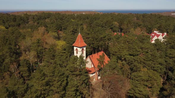 Aerial view of the Church of St. Seraphim of Sarov in Svetlogorsk