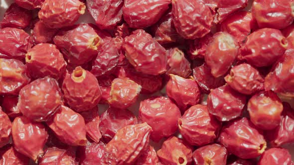 Dry Fruits of Sweetbrier on White Surface Video Briar Rose Hip or Rosehip Also Called Rose Haw and