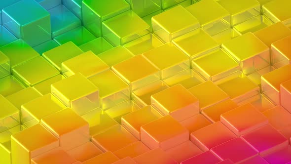 Abstract rainbow metallic cubes background pattern wall. 3D Projection Mapping