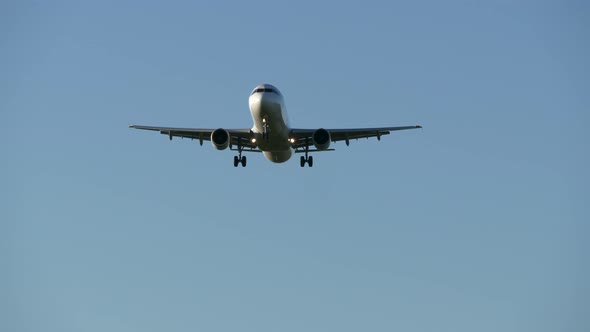 Flying Airplane Landing at Airport