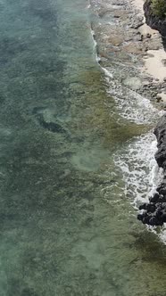 Tanzania  Vertical Video of the Ocean Near the Coast of Zanzibar Slow Motion