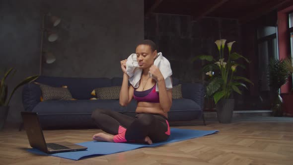 Exhausted Sporty Fit Female Resting After Workout