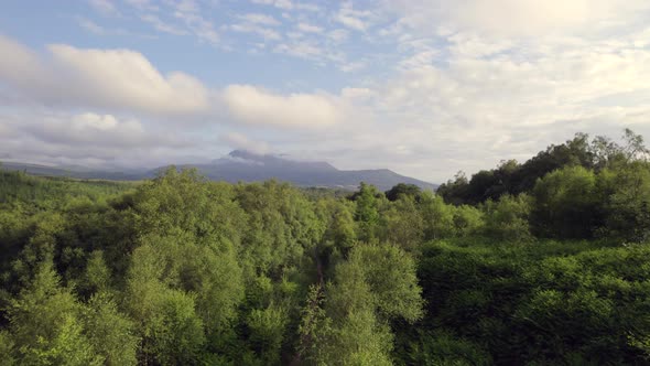 Flyover of Woodlands on the Isle of Arran Flying Towards Brodick