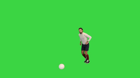 Football Player Giving a Pass on a Green Screen Chroma Key