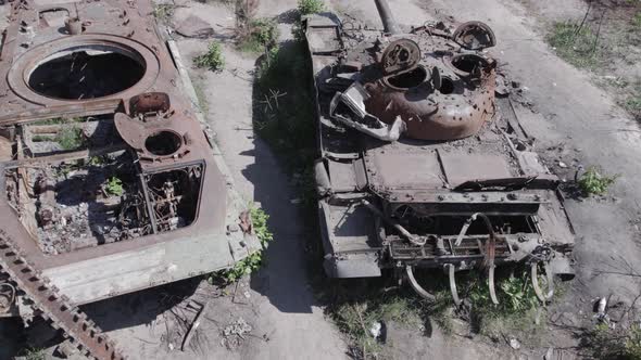 Exploded Military Equipment During the War in Ukraine