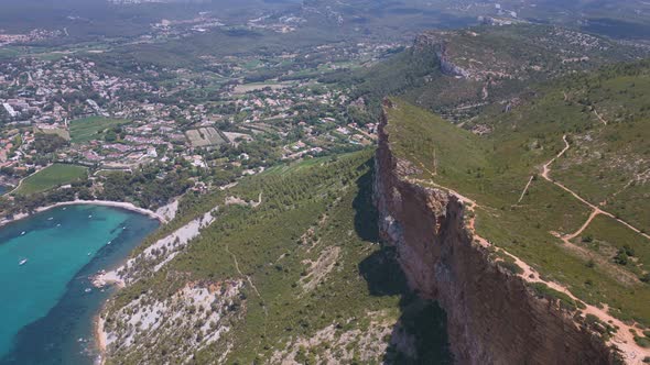 Aerial view of Cap Canaille cliff between Cassis and La Ciotat towns in France