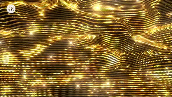 Golden Glittering Wavy Background