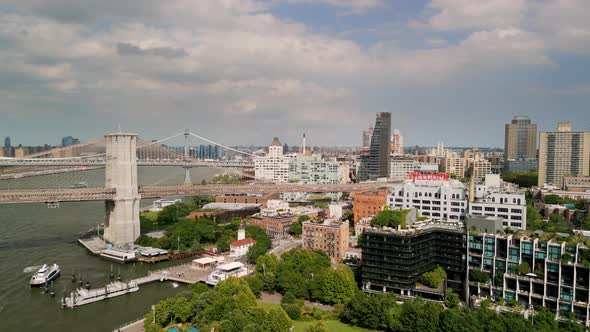 Aerial View of Brooklyn and Brooklyn Bridge Surrounding Neighborhoods