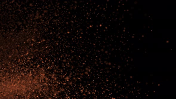 Super Slow Motion Shot of Cocoa Powder Explosion Isolated on Black Background at 1000Fps