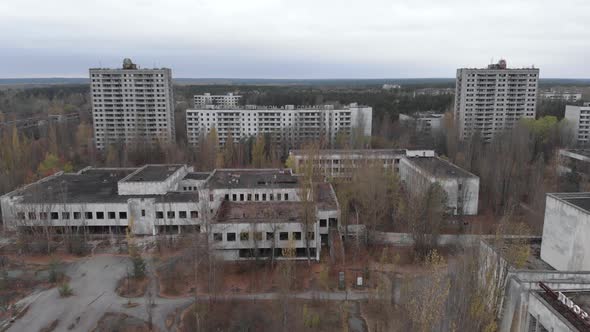 Chernobyl Exclusion Zone. Pripyat. Aerial.