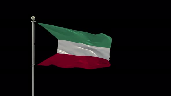 Kuwait Looping Of The Waving Flag Pole With Alpha alt