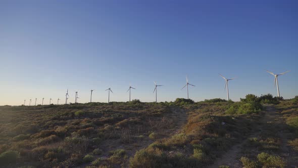 Electricity generation by wind.