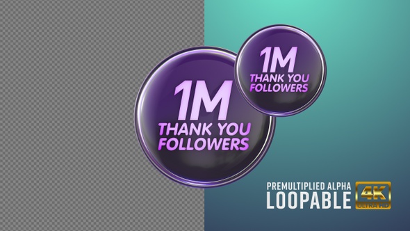 1M Thank You Badge Looping with Alpha Channel