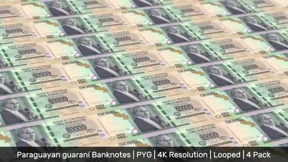 Paraguay Banknotes Money / Paraguayan guarani / Currency ₲ / PYG / 4 Pack - 4K
