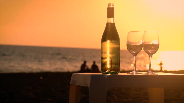 A Glass of Wine at Sunset By the Sea