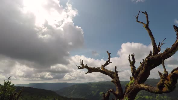 Built up of the Rain Clouds on a Monsoon Afternoon in the Western Ghats of India with the Green moun