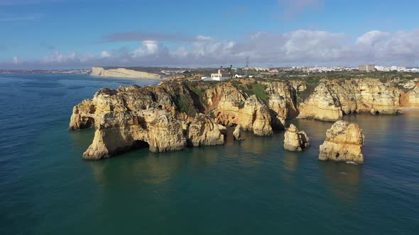 Ponta da Piedade with lighthouse Farol da Ponta da Piedade, Portugal