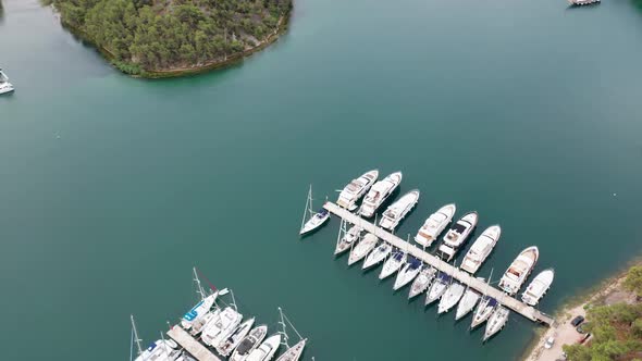 Aerial Drone Shot of Marina Bay in Adriatic Sea, Croatia