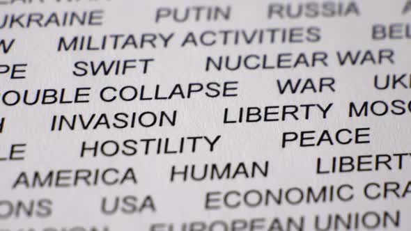 Closeup Shot of RUSSIA Written on White Paper with a Red Line Under It