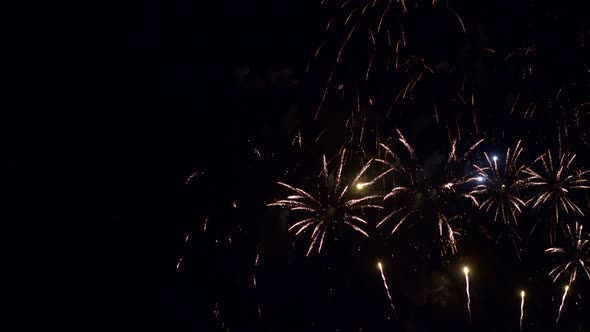 Colorful Firework display at night on sky background