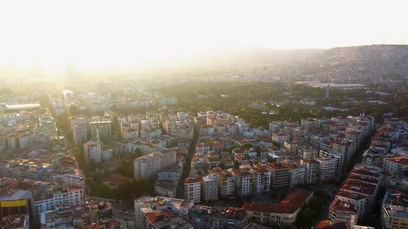 Aerial View of Cityscape of Resort Town of Izmir Turkey