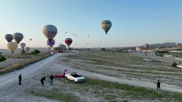 Amazing photo session in Cappadocia aerial view 4 K