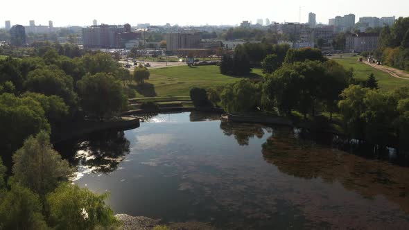 Bird'seye View Urban Landscape of Minsk Belarus