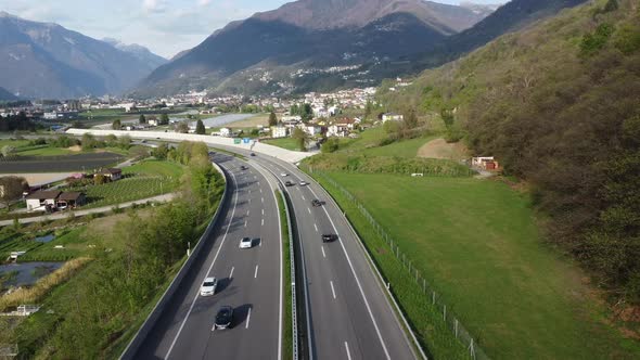 aerial view of motorway drone 4k switzerland san antonino