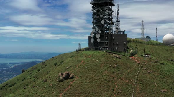 Hong Kong, China, Asia the tallest mountain Tai Mo Shan Peak in Hong Kong Aerial Top view Shot.