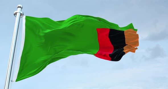 Zambia  Flag Waving Loop  4 K