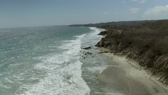 Rocky Untouched Beach Shoreline of Jalisco, Mexico - Aerial Drone View