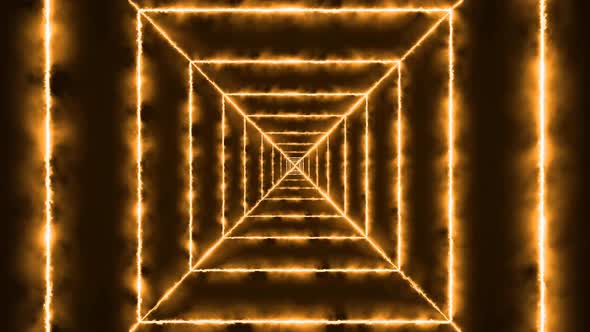 Brown Fire Square Tunnel Animated Background