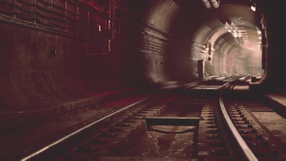 Light at Night in the Subway Tunnel the Old Town