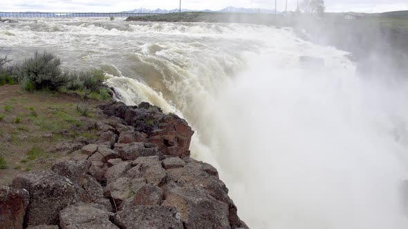 Huge waterfall flowing during Spring run off.