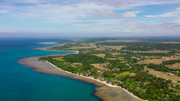 Luzon Island, Philippines. Seascape, Lagoons with Coral Reefs, Top View.