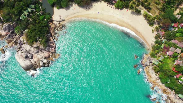 Beautiful secluded sandy beach on Thailand. Aerial vertical background