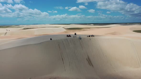 Sand dunes mountains and rain water lagoons at northeast brazilian paradise.