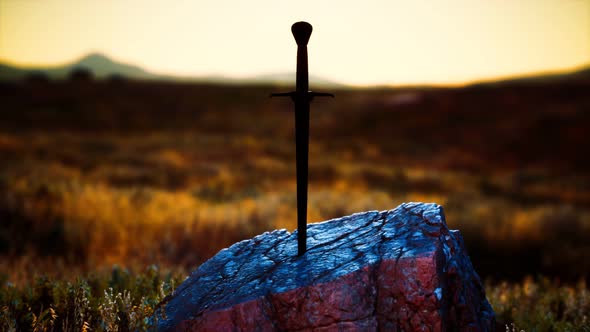 Famous Sword Excalibur of King Arthur in the Rock alt