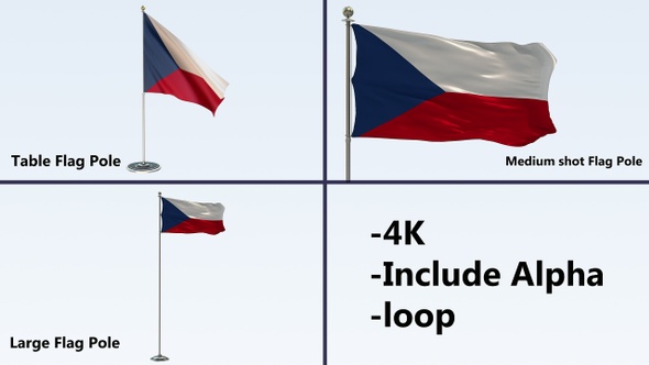 Czech Republic Flag Pole Pack 4k-Loop