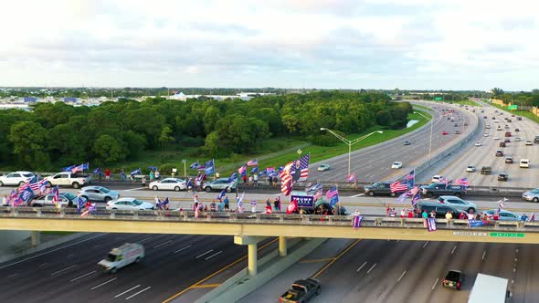 Trump Supporters on an overpass in South Florida.