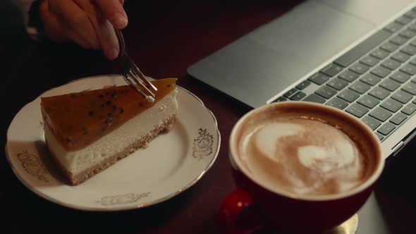 Cake with Coffee on the Table