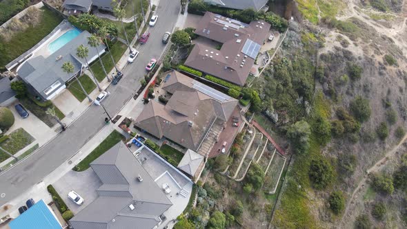 Aerial Top View of Villas with Pool in La Jolla San Diego California