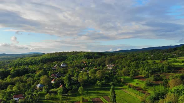 The Village in the Mountains Countryside Beautiful Carpathian Ukrainian Nature Landscape